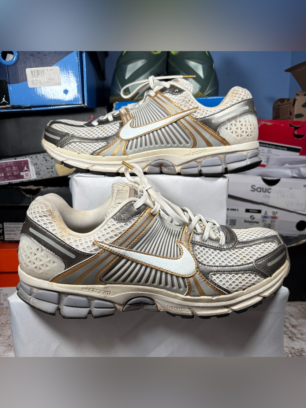 Size 13 - Nike Air Zoom Vomero 5 Metallic Pewter Gold